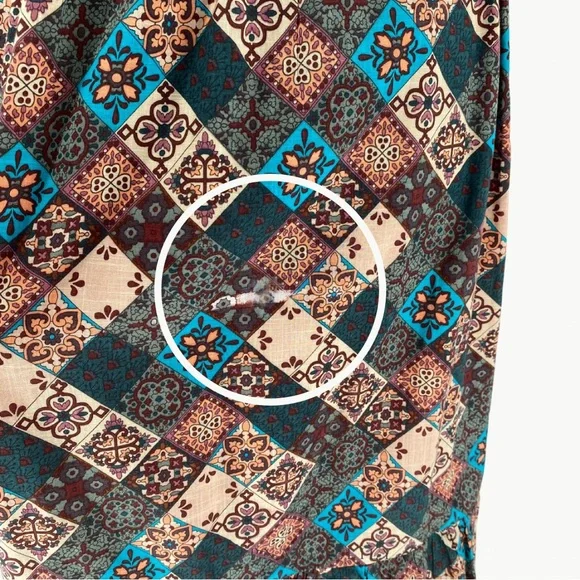 Anthropologie Women's The Peregrine Smocked Midi Dress Sz Large, Brown Multi - Picture 12 of 16